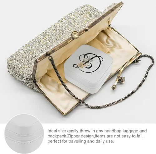 Vista 7 de Joyero de viaje personalizado para mujeres y niñas, regalos de cumpleaños para mamáhijaesposa, joyero de viaje portátil para regalos de dama