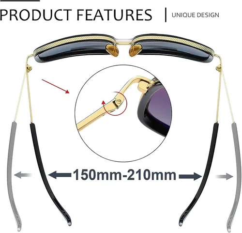 Vista 5 de SHEEN KELLY Retro Oversized Pilot Sunglasses Square Frame Metal Men Women Mirror Lens Blue Silver Pink Black