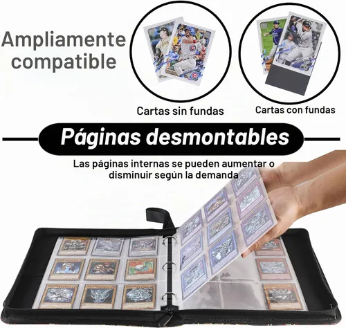 Vista 2 de Carpeta de tarjetas para tarjetas YuGiOh – Libro con 9 bolsillos con fundas compatible con tarjetas Yugioh, capacidad para 720 tarjetas