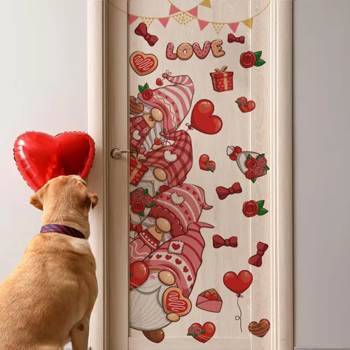 Vista 9 de Calcomanías de pared para el día de San Valentín, diseño de corazón rojo y huella, recuerdo de fiesta para ventana, pared, suelo, boda, aniversario