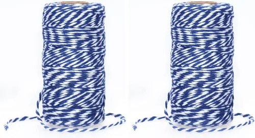 Vista 22 de jijAcraft Cordel de Hilo Blanco y Negro, 328 Pies de Cordel de Panaderos de Navidad, Cuerda de Empaque Resistente de 2MM para Manualidades DIY