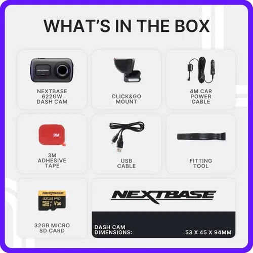 Vista 8 de Nextbase 622GW Cámara de salpicadero con tarjeta Micro SD de 128GB incluida - Cámara de salpicadero para autos con grabación automática 4K 30fps UHD