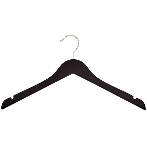 Vista 8 de NAHANCO Wooden Shirt Hanger, 17" - High Gloss Black with Gold Hook (Pack of 25)