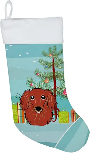 Vista 56 de Caroline's Treasures BB1590CS Árbol de Navidad y Alaskan Malamute Calcetines de Navidad para colgar en la chimenea, decoración de fiesta de Navidad