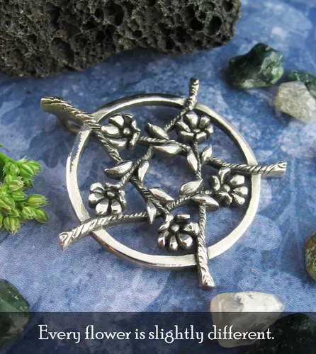 Vista 4 de Woot & Hammy Five Flowers Hidden Pentacle Pendant, 100% Sterling Silver, Handmade