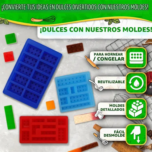 Vista 4 de 3 moldes de silicona para chocolate, antiadherentes, de grado alimenticio