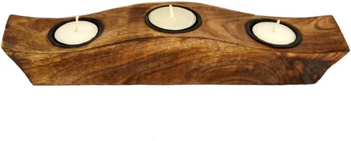 Vista 5 de eTroves Juego de portavelas de madera, portavelas votivas de madera de mango con diseño de barco de madera de mango, portavelas de madera