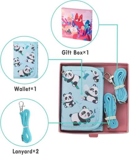 Vista 2 de Hapycat Cartera infantil para niñas, Panda-azul