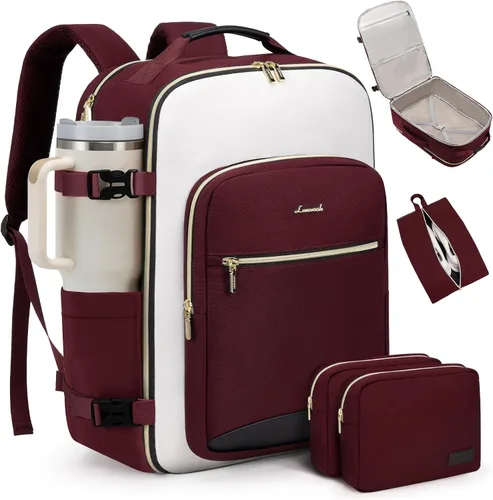 Vista 10 de LOVEVOOK Mochila de viaje grande para mujeres y hombres, mochila de transporte de 40 litros para aviones, bolsa de viaje para artículos personales