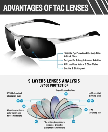 Vista 82 de Duco - Gafas de sol deportivas polarizadas para hombre con protección UV 8177s