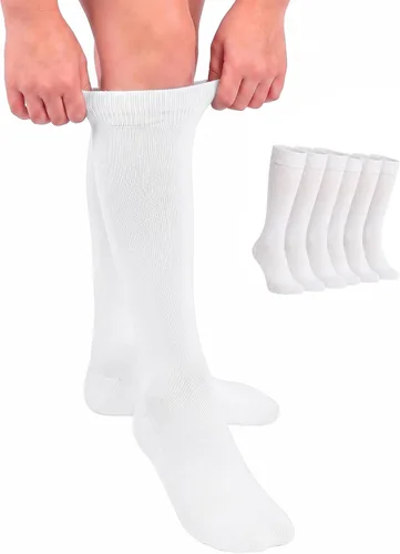 Vista 15 de Hugh Ugoli Knee High Bamboo School Uniform Socks for Girls, Kids, 3-6 Pairs 01- blanco (3 pares)