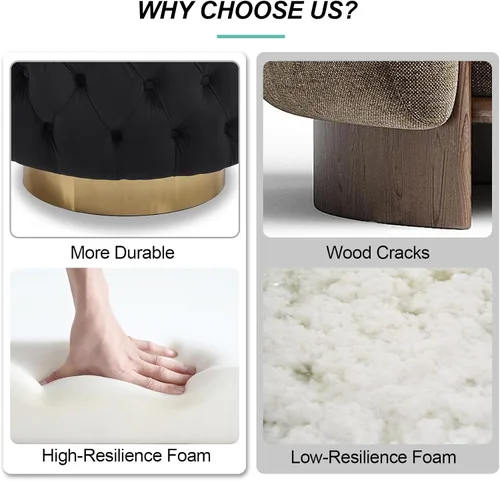Vista 6 de Hyfirm Silla decorativa moderna negra, sillón giratorio de barril para sala de estar, sillas cómodas de terciopelo con botones, asiento de sofá
