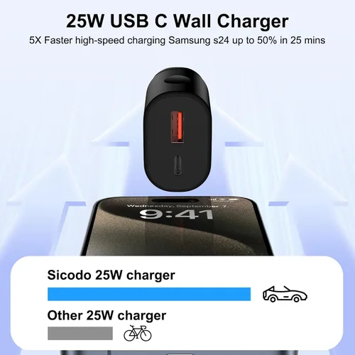Vista 4 de 25W USB C Super Fast Charging Wall Charger Phone Android para Samsung Galaxy