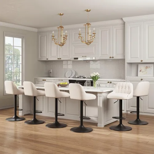 Vista 9 de MALOL Bar Stools Set of 1, Swivel Bar Chairs, Modern Adjustable PU Leather Upholstered Barstools Counter Height with Tufted Back for Bar, Kitchen