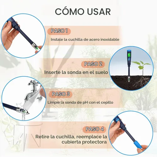 Vista 3 de Medidor de pH digital para suelo, probador de pH del suelo YINMIK para plantas en macetas
