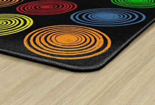 Vista 4 de Flagship Carpets Alfombra educativa abstracta de círculos para decoración de asientos de habitación de niños, aula infantil, alfombra