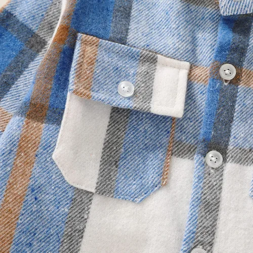 Vista 5 de Camisa de manga larga, con botones, a cuadros, franela roja, para recién nacido hasta los 6 años, unisex