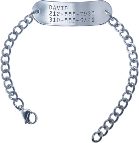 Vista 2 de Deep Stamped Personalizable, Plavix, pulsera de alerta médica, acero inoxidable, 8 pulgadas ajustable (incluye grabado gratis), Acero inoxidable