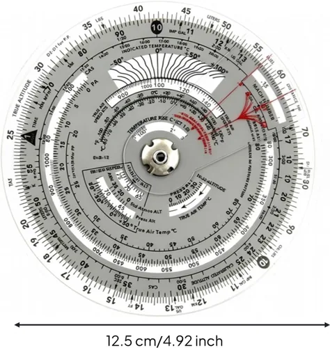 Vista 2 de Navigation Ruler Circular Slide Rule Aviation Computer for Students Planning E6B Computer with Metal Fastener Transparent