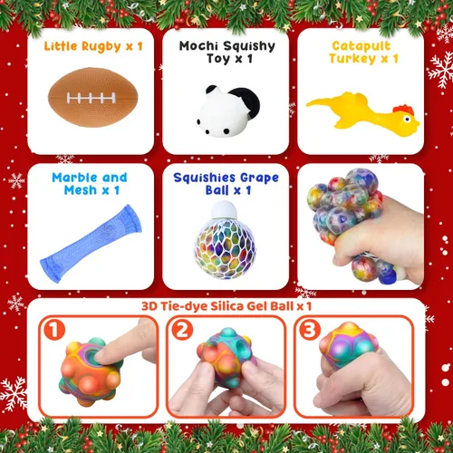 Vista 4 de HelloJoy Calendario de Adviento de Navidad 2025 para niños y niñas, calendario de cuenta regresiva de 24 días, juego de juguetes sensoriales