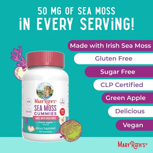 Vista 8 de MaryRuth Organics Gomitas sin azúcar hechas con musgo marino irlandés para la salud intestinal y el apoyo inmunológico formuladas para adultos