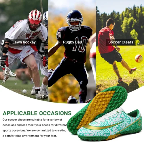 Vista 7 de GRESKY Tacos de fútbol para hombre y mujer, zapatos de fútbol para interiores y exteriores AGTF