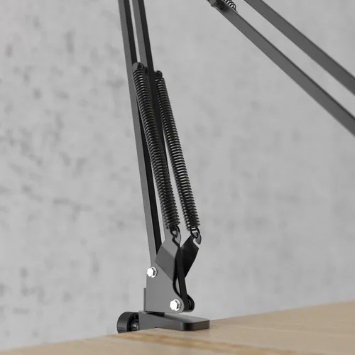 Vista 9 de Soporte de brazo para micrófono FIFINE; soporte de brazo de tijera con suspensión, con abrazadera de gran resistencia, adaptador de 3/8 a 5/8