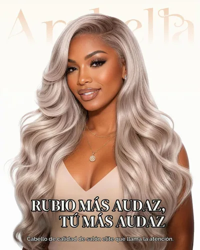 Vista 2 de Arabella 20/Rubio Ceniza Ombre Pelucas de encaje frontal 5x6 de cabello humano, listas para usar, sin pegamento, pelucas de cabello humano