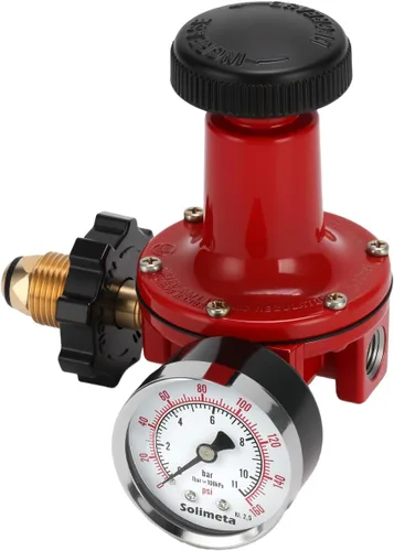 Vista 7 de Regulador de propano de 0-30 PSI con medidor de presión, entrada/salida FNPT de 1/4 pulgada, aluminio