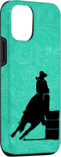 Vista 3 de iPhone 12/12 Pro Barrel Racing Horse On Turquesa Floral Estuche de herramientas