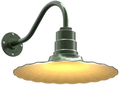 Vista 21 de Steel Lighting Co. Del atardecer al amanecer Luz de granero Highland Park Montada en la pared al aire libre Onda radial de 16 pulgadas