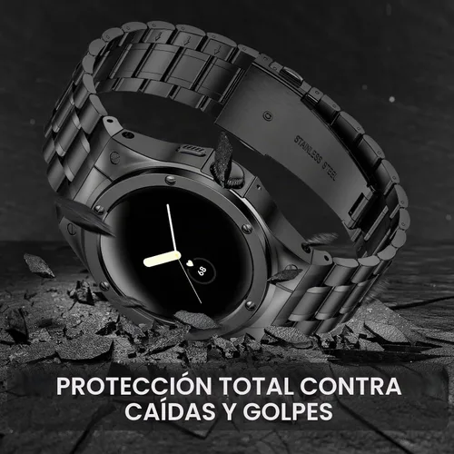 Vista 4 de SUPLINK Stainless Steel Case and Bands Compatible with Google Pixel Watch 1/2/ 3 Band 41mm Men, Metal Strap Protective Bumper for Pixel Watch 3 45mm