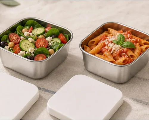 Vista 9 de Modaniam Flexibento - Juego de recipientes de acero inoxidable con tapas de silicona, paquete de 2 unidades de 14 onzas cada uno