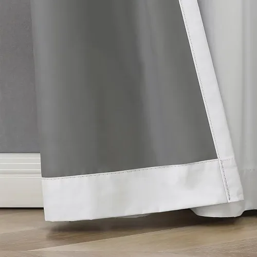 Vista 6 de Joydeco Cortinas 100% opacas para dormitorio, sala de estar, 96 pulgadas de largo, juego de 2 paneles de cortinas blancas burg, cortinas opacas
