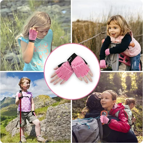 Vista 7 de Accmor Guantes deportivos para niños, guantes de medio dedo, guantes de ciclismo para niños y niñas, guantes de pesca para niños, guantes de pesca