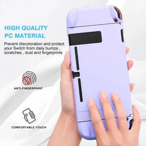 Vista 4 de DLseego Switch Full Protective Case Cover Design for Nintendo Switch Joy-Con Controllers with Glass Screen Protector, Anti-Scratch Baby Skin Touch