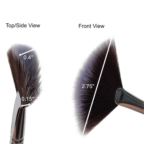 Vista 2 de Nanshy Brocha iluminadora de abanico, maquillaje profesional para rubor, bronceador, mezcla, brocha de resaltado y más, pincel de polvo fijador