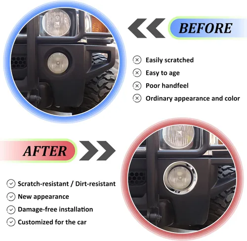 Vista 3 de Anillo de cubierta de lámpara antiniebla delantera para accesorios Hummer H3 2005-2009, protector de marco de lámpara antiniebla, parachoques