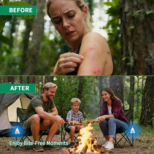 Vista 10 de Repelente de mosquitos, 10 paquetes con bolsas de bolsitas con cordón, fórmula a base de plantas de aceite de citronela y menta para camping, pesca