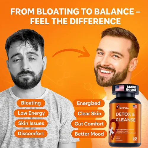 Vista 3 de Detox Cleanse - Desintoxicación para mujeres y hombres Apoyo herbario para el colon y el hígado con Senna, cáscara de psyllium y probióticos