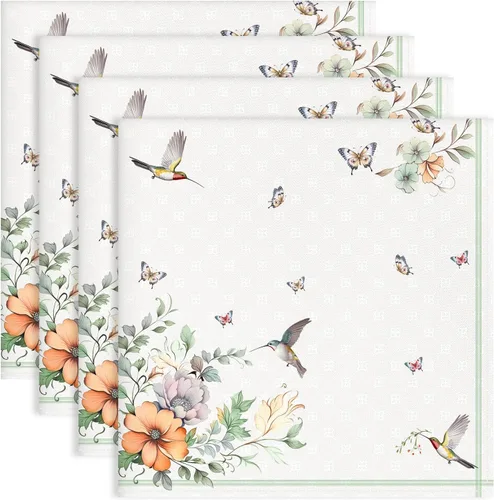 Vista 7 de Country Flower Bird - Juego de 6 servilletas de tela 100% algodón 01-flor pájaro