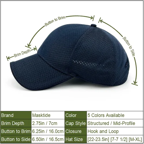 Vista 3 de Masktide Gorra de béisbol transpirable de verano para hombre, de secado rápido, absorbe la humedad, para deportes al aire libre, ajuste seco