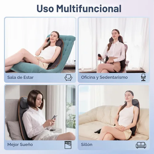 Vista 5 de SLOTHMORE Cojín de asiento de masaje, masajeador de espalda de vibración con calor, almohadilla para silla de masaje con almohada ajustable