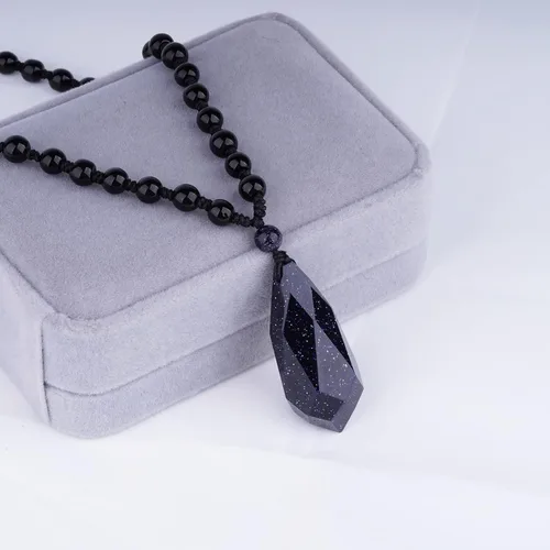 Vista 8 de Collar de obsidiana negra con dije de protección con cadena de cuentas extendida, collar de amuleto de piedra de cristal curativo para hombres