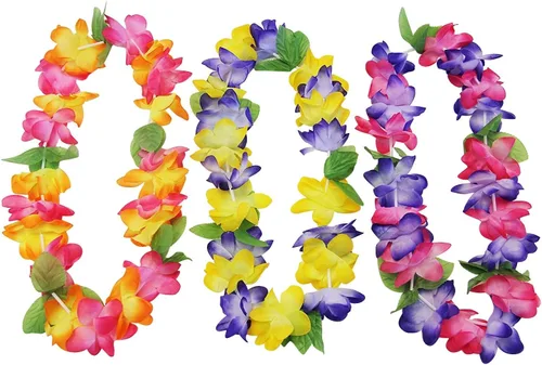 Vista 4 de Oojami Mahalo Guirnalda hawaiana floral, paquete de 12