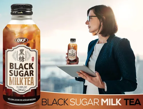 Vista 4 de OKF Té con leche de azúcar negro, Boba' s Perfect Partner. 13.19 onzas líquidas (té negro, paquete de 6)