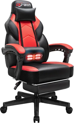 Vista 6 de Shintenchi Silla para videojuegos, silla de computadora con reposapiés y soporte lumbar, silla de videojuegos ajustable en altura, silla