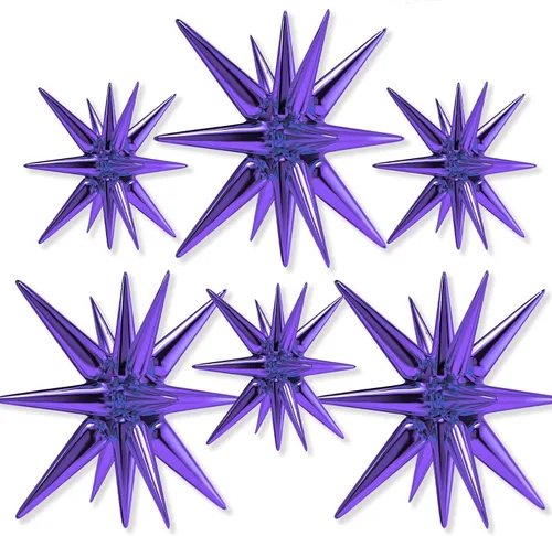 Vista 19 de Globos de papel de aluminio con forma de estrella negra de PartyWoo, 2 piezas de 42 pulgadas, grandes, con puntas explosivas, de Mylar