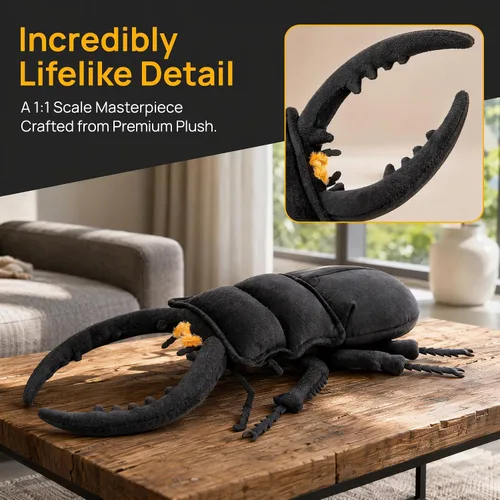 Vista 3 de Peluche de escarabajo dorado realista, modelo de escarabajo, regalo para niños
