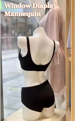 Vista 3 de Vestido femenino de medio cuerpo con forma de torso para lencería, soporte de maniquí para exhibición de ropa, tienda al por menor de maniquí